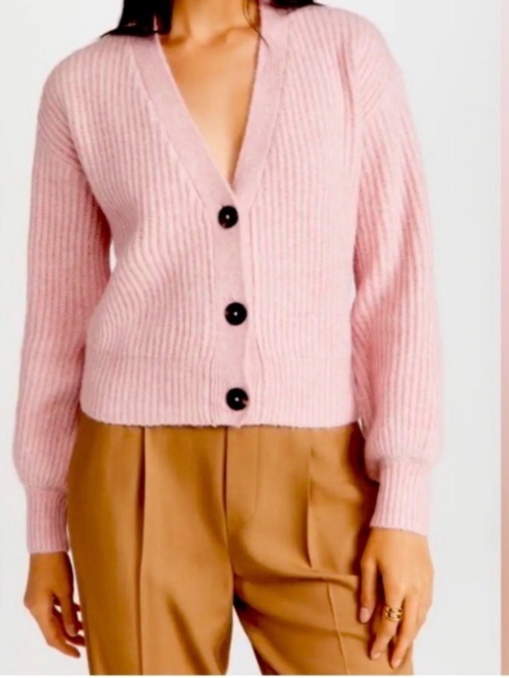 🌸 Scotch & Soda Soft Pink Ribbed V-Neck Button Cardigan